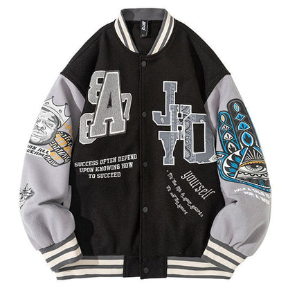 Gbolsos Men Women Letter Embroidery Varsity Jackets Japanese Thin Oversized Spring Autumn Baseball Jacket Coat Hip Hop Harajuku College