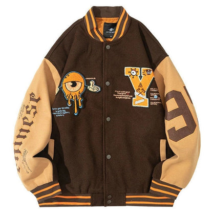 Gbolsos Men Women Letter Embroidery Varsity Jackets Japanese Thin Oversized Spring Autumn Baseball Jacket Coat Hip Hop Harajuku College