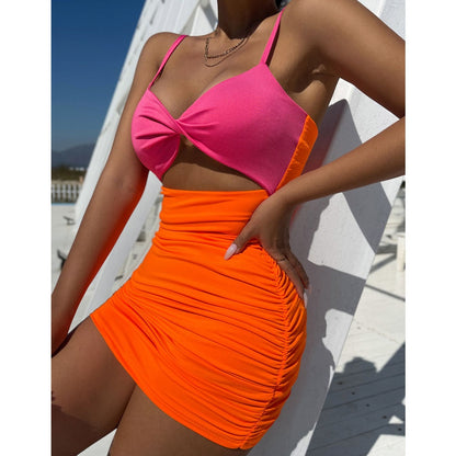 Gbolsos Sexy Ruffle Short Club Dress Ladies Summer Splice Bodycon Dress Women Evening Party Tight Mini Dresses Clubwear