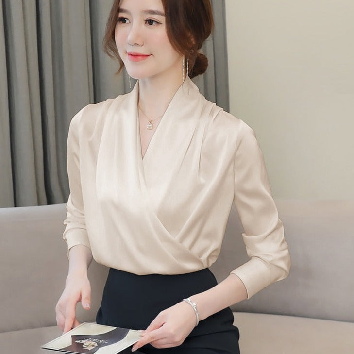 Gbolsos Womens Tops Blouses Solid Color White Satin Blouse Office Shirt Blusas Sleeveless Women Shirts Black White Female