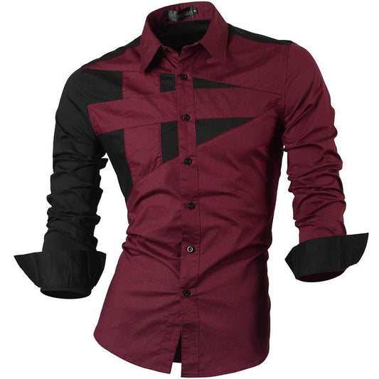 GbolsosJeansian Men's Dress Shirts Casual Stylish Long Sleeve Designer Button Down Slim Fit 8397 WineRed