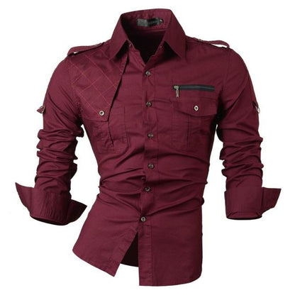 GbolsosJeansian Men's Dress Shirts Casual Stylish Long Sleeve Designer Button Down Slim Fit 8397 WineRed