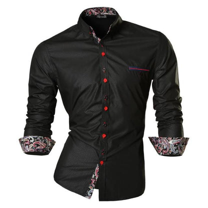 GbolsosJeansian Men's Dress Shirts Casual Stylish Long Sleeve Designer Button Down Slim Fit 8397 WineRed