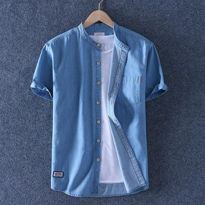 GbolsosBlue Fashion Men Solid Short Sleeve Linen Shirts Men Shirt Summer Chinese Style Luxury Casual Sport Slim Fit 2021 Shirt