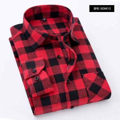 Men's Plaid Cotton Shirt Chest Pocket Smart Casual Classic Contrast Standard-fit Long Sleeve Dress Shirts