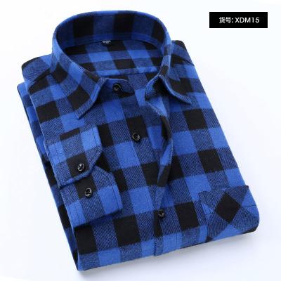 Men's Plaid Cotton Shirt Chest Pocket Smart Casual Classic Contrast Standard-fit Long Sleeve Dress Shirts