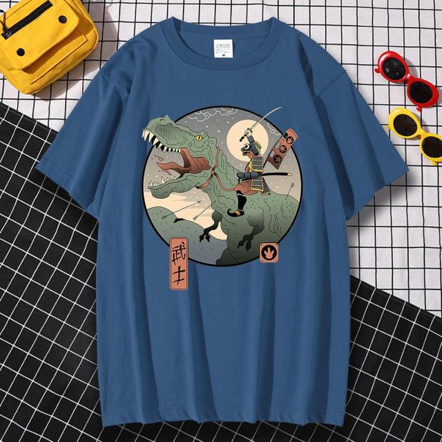 Jurassic Samurai Japan Comics Prints Man T Shirt Pattern Sweat Clothes Pattern Summer New Tops Simplicity O-Neck Mens Tshirts