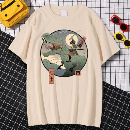 Jurassic Samurai Japan Comics Prints Man T Shirt Pattern Sweat Clothes Pattern Summer New Tops Simplicity O-Neck Mens Tshirts