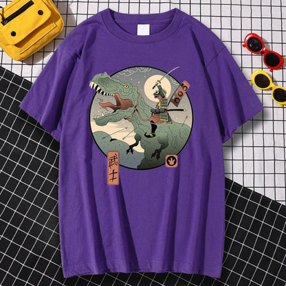 Jurassic Samurai Japan Comics Prints Man T Shirt Pattern Sweat Clothes Pattern Summer New Tops Simplicity O-Neck Mens Tshirts