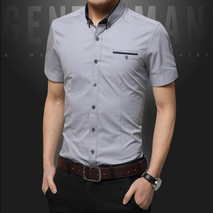 Gbolsos2021 New Summer Casual Shirt Men Good Quality Mens Dress Shirts Solid Slim Fit Short Sleeve Men's Clothing Asian Size 5XL