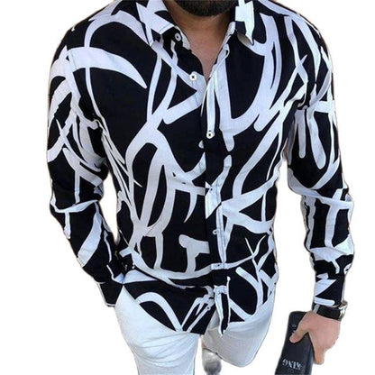 Gbolsos2021 New Punk Style Men's Silk Satin Digital printing Shirts Male Slim Fit Long Sleeve Flower Print Casual Party Shirt Tops